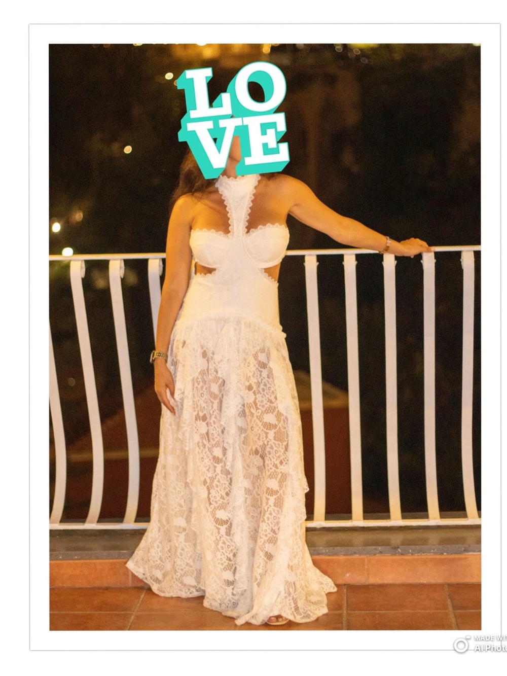 12th Tribe White Lace Maxi Skirt with Cutout Waist